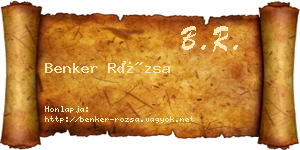 Benker Rózsa névjegykártya